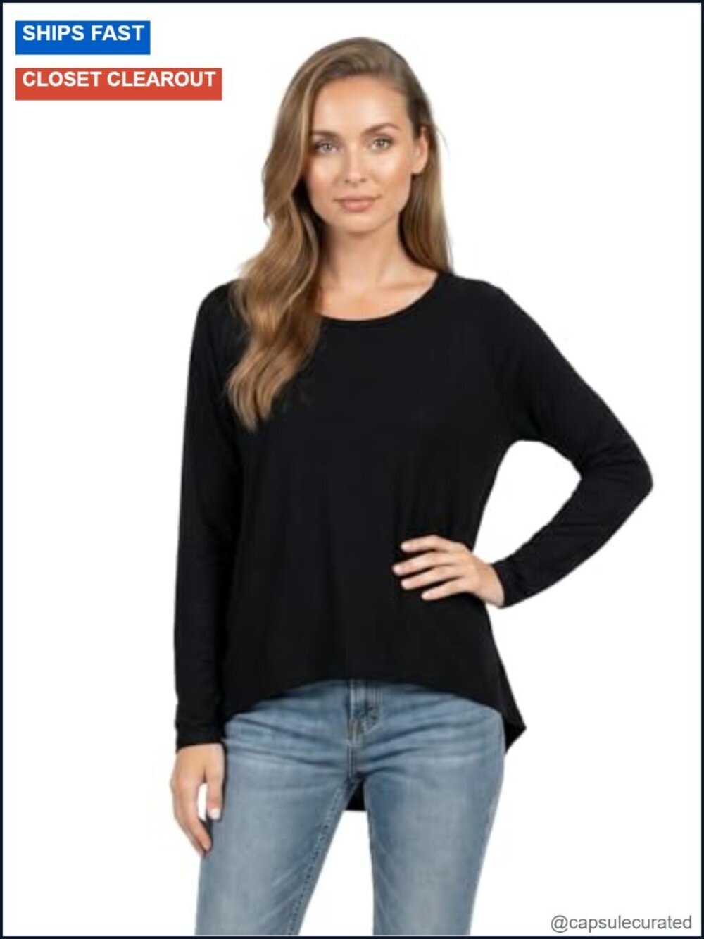Eco Soft Micro Modal Tencel Tunic Hi Low Long Sleeve Pullover